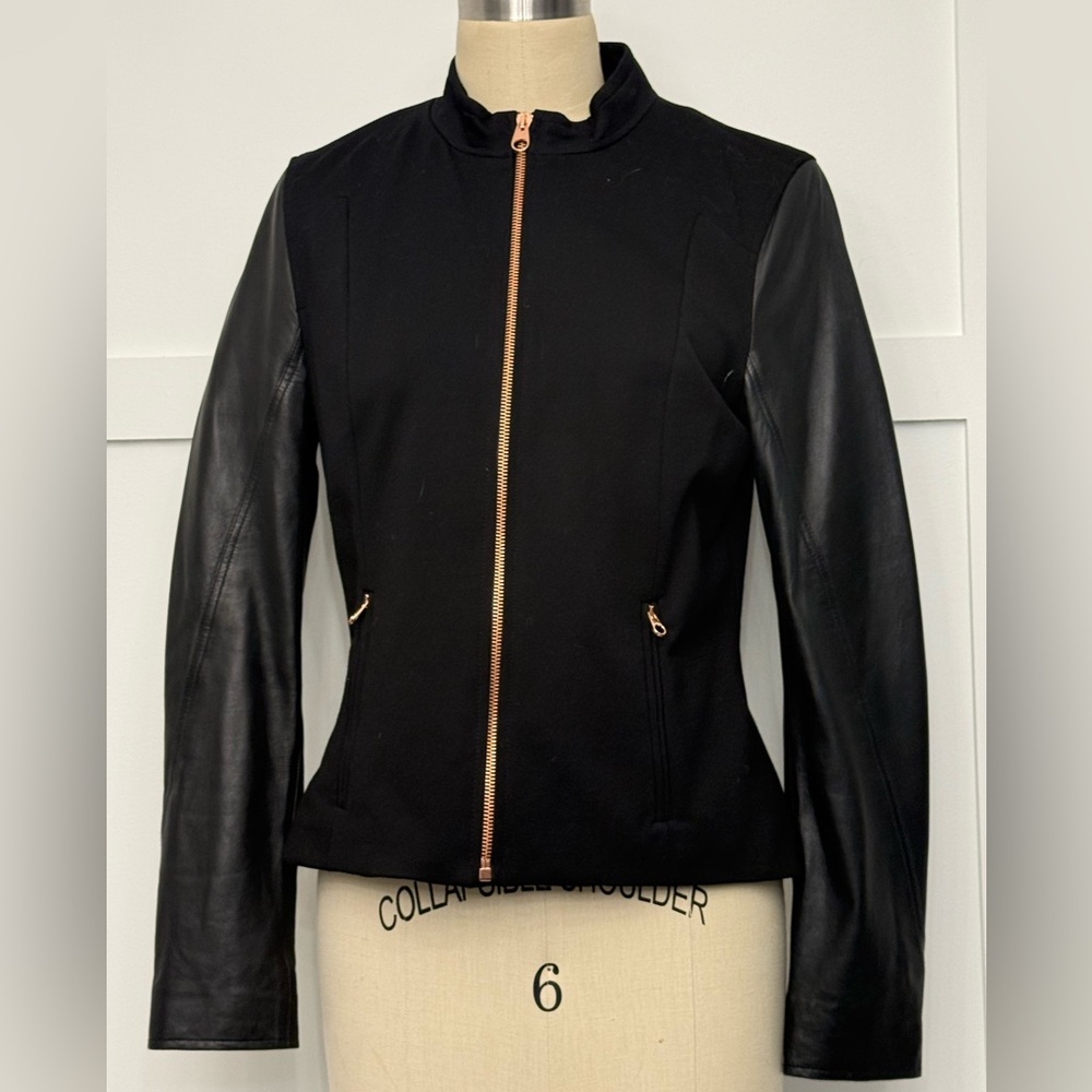 Ted Baker Black Leather Sleeve Jacket